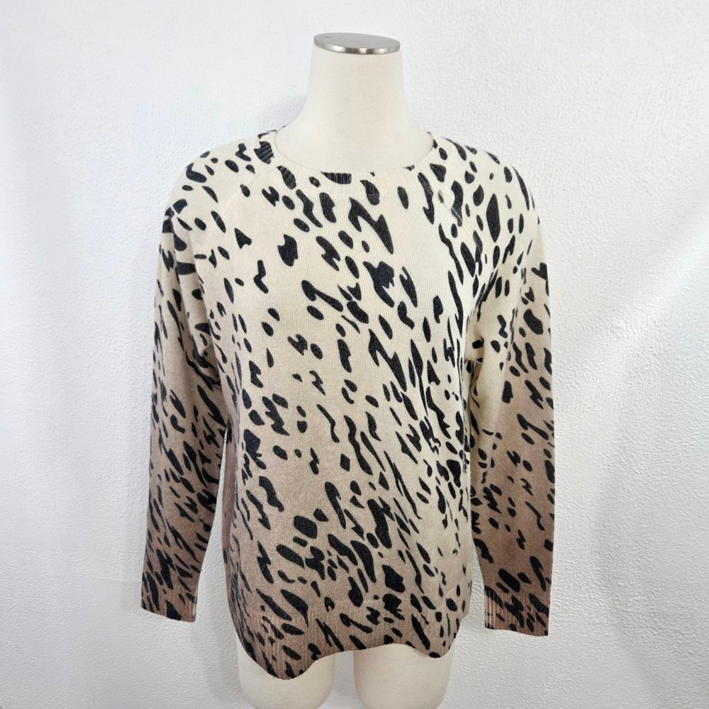 27 Miles Malibu cashmere sweater tan brown ombre leopard print women's medium M